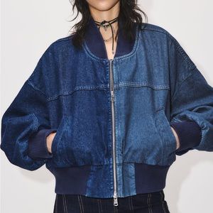 NWT Zara contrast denim bomber